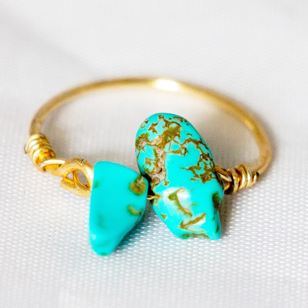 Double Turquoise Gold Ring